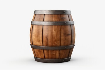 Lone Barrel: A Wooden Masterpiece. White or PNG Transparent Background.. - obrazy, fototapety, plakaty