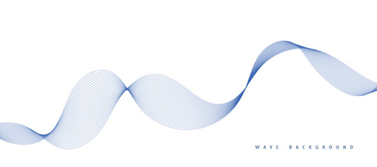 Abstract vector background with blue wavy lines. Blue wave background. Blue lines vector illustration. Curved wave. Abstract wave element for design.
