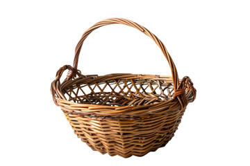 Fototapeta na wymiar Delicate Dreams: A Wicker Basket Weaving Tales of Simplicity. White or PNG Transparent Background.