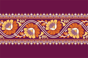 Floral seamless background Geometric ethnic oriental ikat seamless pattern traditional Design for background,carpet,wallpaper,clothing,wrapping,Batik,fabric,Vector illustration embroidery style.
