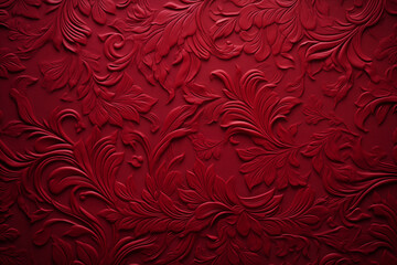 A red background with a floral pattern