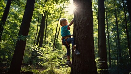 Obraz premium Kids playing in the woods