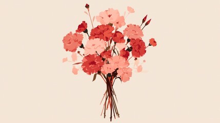 Aesthetic Affirmation Card with Minimalist Carnation Bouquet Illustration Generative AI
