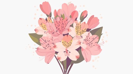 Alstroemeria Flower Illustration on a Minimal Plain Background Generative AI