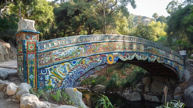 A bridge adorned with thousands of hand-painted tiles