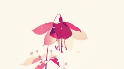 Fuchsia Flower Affirmation Card Aesthetic Minimal Illustration Generative AI - obrazy, fototapety, plakaty