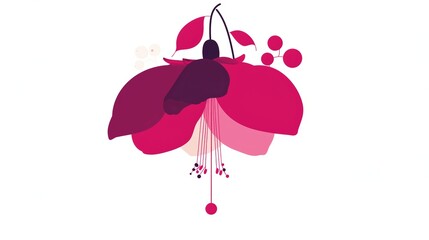 Fuchsia Flower Aesthetic Illustration - Minimal Design Generative AI