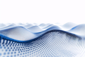 Blue dot grid pattern undulating across a white background