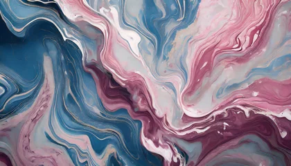 Zelfklevend Fotobehang 青とピンクの抽象模様　AI画像　ジェネレーティブAI © スタジオサラ