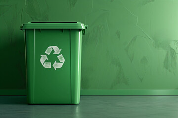 Green waste container with recycling symbol