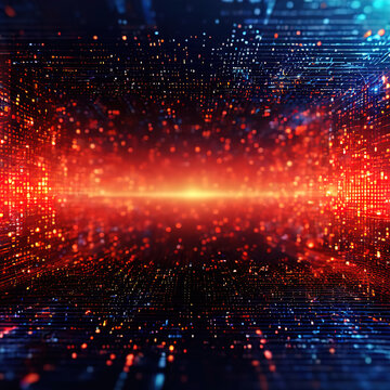AI Artificial intelligence wave lines neural network purple blue and green light isolated on black background. Vector in concept of technology, machine learning, A.I.