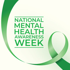 national mental health awareness week design template good for celebration. flat ribbon design. green ribbon design. banner template. eps 10.