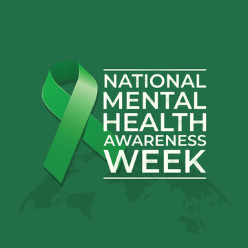 national mental health awareness week design template good for celebration. flat ribbon design. green ribbon design. banner template. eps 10.