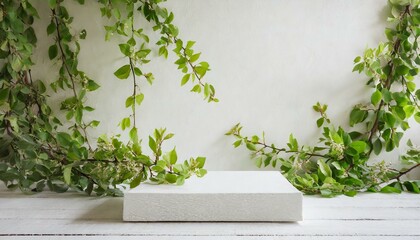 Minimalist Oasis: Pedestal Mockup for Natural Product Presentation