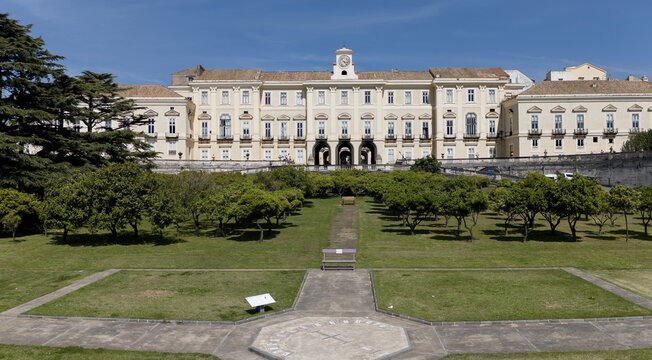 Portici (Naples), Italy - 07 March, 2024. Aerial view of the Royal Palace, now hosting the Department of Agricultural Sciences of the University Federico II of Naples