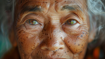 Close-up of an elderly woman's face.