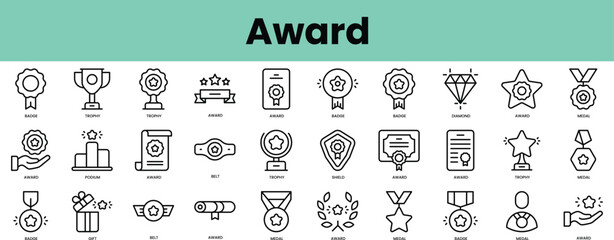 Set of award icons. Linear style icon bundle. Vector Illustration