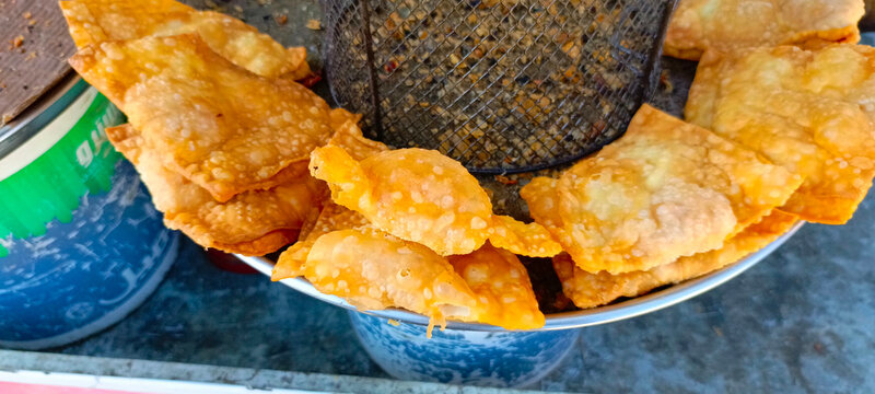 Fried Samosa Pakistani Street food stock photo
