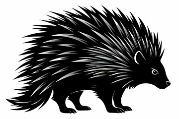  porcupine silhouette black vector illustration