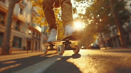 Person Skateboarding Down a Street