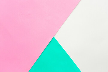 Geometric pink, white and green paper background texture