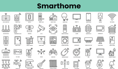 Set of smarthome icons. Linear style icon bundle. Vector Illustration