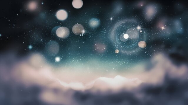 bokeh background featuring a starry night sky. The foreground is blurred, creating a dreamy, ethereal atmosphere