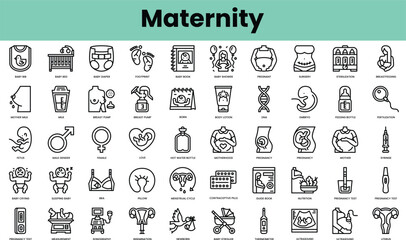 Set of maternity icons. Linear style icon bundle. Vector Illustration