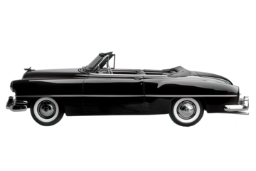 American classic car black and white isolated photo