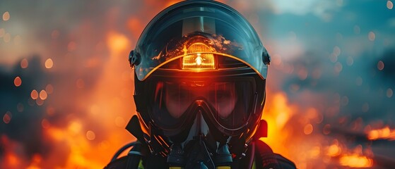 Bravery in the Blaze: Firefighter's Vigilance. Concept Firefighter Training, Safety Gear, Emergency Response, Team Coordination, Rescue Techniques - obrazy, fototapety, plakaty