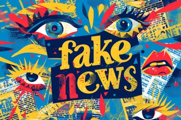 Fake news trendy vintage collage conception. Retro newspaper and torn paper. Elements for banners, poster, sosial media. 