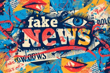 Obraz premium Fake news trendy vintage collage conception. Retro newspaper and torn paper. Elements for banners, poster, sosial media. 