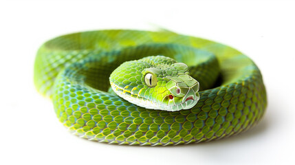 Fototapeta premium Green pit viper (Asian pit viper) isolated on white