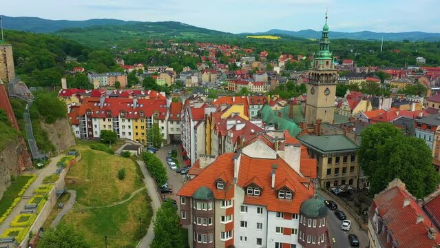 Old Town Market Square Klodzko Rynek Ratusz Aerial View Poland