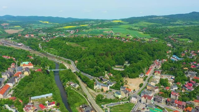 Panorama Fort Owcza Gora Klodzko Mountains Aerial View Poland