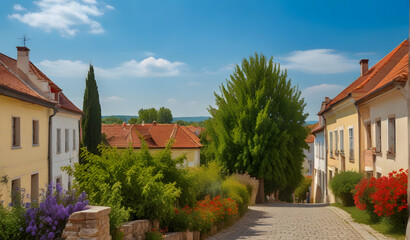 Fototapeta na wymiar Scenic view of old town of Szentendre, Hungary at sunny summer day