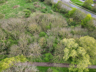 Obraz premium Aerial View of Bedford City of Bedfordshire, England UK During Windy and Cloudy Day. April 5th, 2024