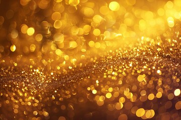 Luxurious sparkling gold background with festive bokeh lights, elegant holiday celebration, abstract photo - obrazy, fototapety, plakaty