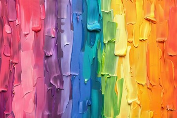 Vibrant abstract rainbow colors rough brushstrokes, long panoramic texture banner, acrylic oil painting background - obrazy, fototapety, plakaty