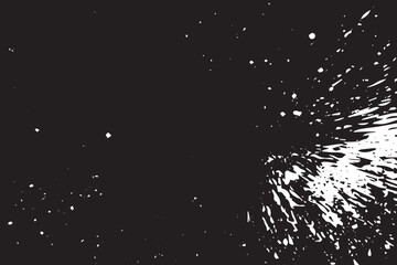 Monochromatic grunge texture, black concrete, stone, and abstract elements, shapes and slate. Charcoal splashes, dot work grain, and circular lines add artistic flair. Halftone, vector, fabric, spiral