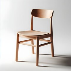 simple modern wooden chair, for outdoor and indoor in retro minimalistic style on white background