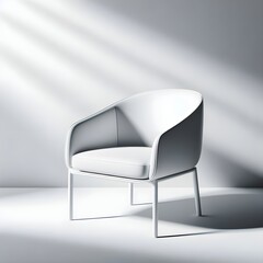 White Modern Chair - Soft Cushion Seat Vector Furniture Image - Interior element