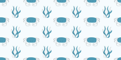 marine animals. whale. jellyfish. ramp. coral. animals. sea. fish. Doodle. vector. seamless pattern. the pattern. a child's pattern. textile. a sketch. on a colored background.