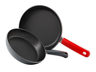 Frying pans isolated on transparent background. 3D illustration