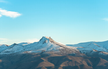 Snowy mountain nature photo, mountain gorgeous view, stock photo