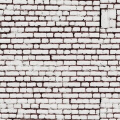 This image is a brick wall with a window and a door. - seamless and tileable