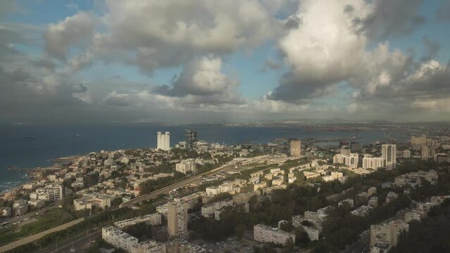 The cityscape of Haifa, Israel, time lapse