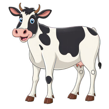 Funny cow whole body cartoon style isolated on white created with Generative AI