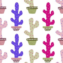 Summer floral seamless cartoon cactus pattern for wrapping paper and fabrics and linens and vacation accessories