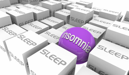 Insomnia Sleep Disorder Staying Awake All Night Alone Cant Fall Asleep 3d Illustration